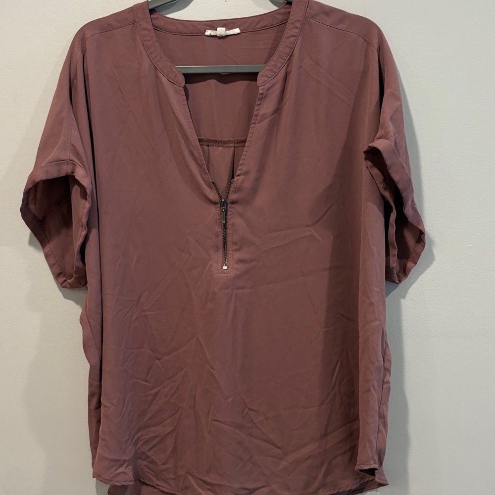 Maurices Dusty Rose Zip-Front Blouse